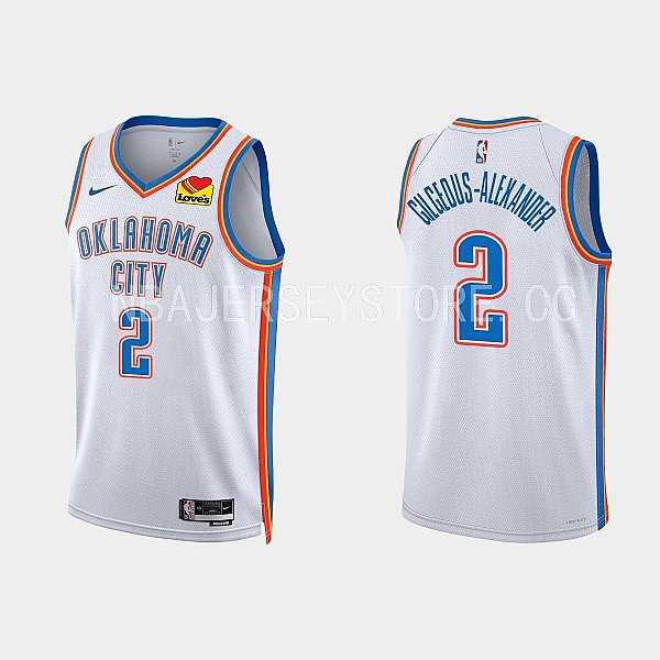 Men%27s Oklahoma City Thunder #2 Shai Gilgeous-Alexander Association Edition White Jersey Dzhi